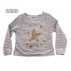 Old Navy 12-18m Lavender Striped Starfish Swim Rashguard Shirt